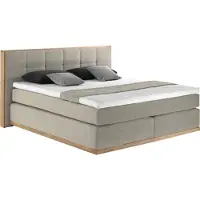 Home affaire Boxspringbett "Vinton", beige, B:200cm L:213cm, Komplettbetten, Boxspringbett, aus massiver Eiche, verschiedene Härtegrade (auch H4)