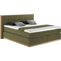 Places Of Style Boxspringbett "Vinton", grün (olive), B:180cm L:213cm, Komplettbetten, Boxspringbett, aus massiver Eiche, verschiedene Härtegrade (auch H4)