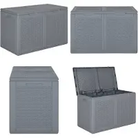 vidaXL Gartenbox Grau PP Rattan 180 L - Gartentruhe - Gartentruhen - Gartenbox - Aufbewahrungsbox