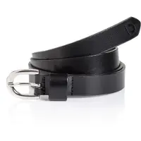 Tom Tailor Synthetikgürtel "TTDPAULA", Damen, Gr. 100, schwarz, Rindsleder, Gürtel Synthetikgürtel, aus glattem Echtleder mit filigraner Dornschließe – 1,5 cm schmal