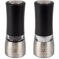 Peugeot Daman Electric, Salz- und Pfeffermühlen-Set, Schwarz, Edelstahl, Transparent, Acryl, Edelstahl, 160 mm, Frankreich
