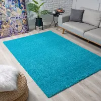 Sanat Hochflor-Teppich "LOCA , auch als Läufer und in Rund" Gr. 2, blau (aquablau), B:80cm H:30mm L:150cm, Kunstfaser, Teppiche, Hochflor-Teppich, Wohnzimmer, Langflor, Shaggy, Schlafzimmer