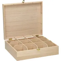 Sans marque Playwood Teekiste Holz Bastelbox 12 Fächer Dekoration