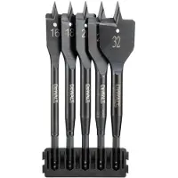 Dewalt DT70834-QZ, set de Flachbohrer für Holz, professioneller Einsatz in der Schreinerei, präzises und schnelles Bohren de 16-32 mm mit stabilem Halter, Farbe schwarz/gelb