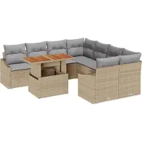 vidaXL Gartensofa-set 9 Stk. Beige und Grau