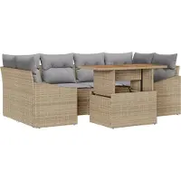 vidaXL Gartensofa-set 7 Stk. Beige und Grau