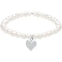 Elli Armkette "Armband Süßwasserzuchtperlen Herz Kristalle Weiß 925 Sterling Silber" Gr. 180, weiß, Armbänder, Damen, 180, Silber 925 (Sterlingsilber), Armkette