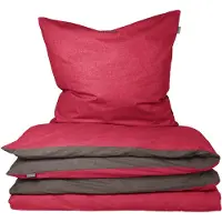 Schiesser Bettwäscheset Doubleface | Unifarben | Renforcé | 2-teilig | 100% Baumwolle | Angenehm weich & glatt | YKK-Reißverschluss | 155x220 cm + 80x80 cm | Rot-Dunkelgrau