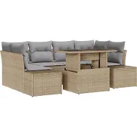 vidaXL Garten-Sofa-Set 7 stk. Beige und Hellgrau