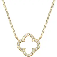 Elli Silberkette "Halskette Kleeblatt Glück Zirkonia 925 Silber" Gr. 50, gold, Halsketten, Damen, 50,mit Stein, Silber 925 (Sterlingsilber), Silberkette