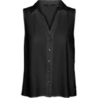 Vero Moda Blusentop "VMMYMILO SL V-NECK SHIRT WVN GA" mit Leinen