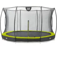 Exit Silhouette Trampolin ø427cm, mit Sicherheitsnetz, Bodentrampolin, Rund, für Kinder, Grün