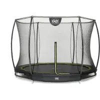 Exit Silhouette Bodentrampolin rund ø244 cm mit Sicherheitsnetz zum Eingraben im Garten, für Kinder, inklusive Bodenanker, schwarz