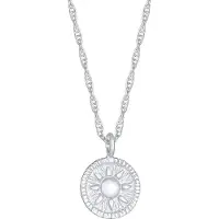 Elli Kette mit Anhänger "Halskette Sonne Antik Coin Rund Kordelkette 925er Silber" Gr. 42, silber, Halsketten, Damen, 42, ohne Stein, Silber 925 (Sterlingsilber), Kette mit Anhänger