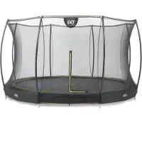 Exit Silhouette Bodentrampolin rund ø366 cm mit Sicherheitsnetz zum Eingraben im Garten, für Kinder, inklusive Bodenanker, schwarz