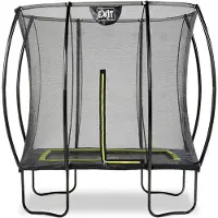 Exit Silhouette Trampolin Outdoor rechteckig 153x214 cm mit Sicherheitsnetz, für Kinder und Garten, auf Beinen, mit Fußschutzsystem, schwarz