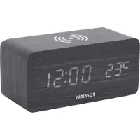Karlsson - Wecker Block w. Phone Charger LED - Schwarz - 7.4x15x7.1cm