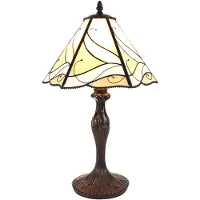LumiLamp Clayre & Eef Tiffany Tischlampe Ø 31x43 cm Beige Weiß Glas