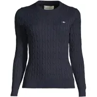 Gant Strickpullover "STRETCH COTTON CABLE C-NECK" mit Logostickerei auf der Brust