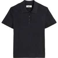 Marc O'Polo Poloshirt DENIM, Damen, Gr. XS, blau (blau depths), Strick, Obermaterial: 100% Baumwolle, Shirts Poloshirt, aus Strick, modisches Muster, regular