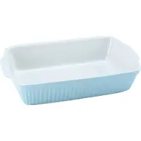 Creatable Auflaufform "Pastell Kitchen", blau (hellblau, weiß), B:20cm L:34cm T:5,5cm, Steinzeug, Auflaufformen, Auflaufform, klassisches Streifenrelief, umlaufender Kantenschutz, Pastellfarben