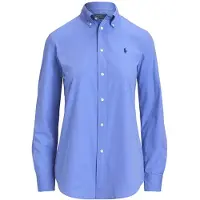 Ralph Lauren für Damen. 211941509001 Fil-à-fil Hemd aus blauer Stretch-Baumwolle (40), Lässig, Langarm