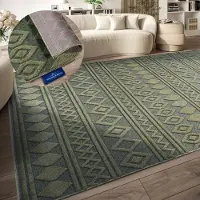 Villeroy & Boch Teppich "Catherine", grün (dschungelgrün), B:200cm H:5,5mm L:290cm, Polyester, Teppiche, Teppich, Wohnzimmer, Schlafzimmer, Modern, Hoch-Tief Effekt, Flur