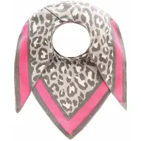 Zwillingsherz Modetuch "Dreieckstuch BW "Leo Rand", Damen, grau, Obermaterial: 50% Baumwolle, 50% Polyacryl, Modetücher Modetuch, Leo mit pinker Lante