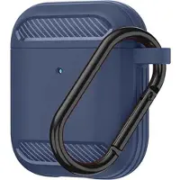 Techsuit Carbon Silicone Hülle für AirPods 1 / AirPods 2 – dunkelblau