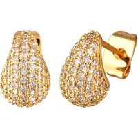 Elli Paar Ohrstecker "Ohrringe Ohrstecker Tropfen Zirkonia Messing Goldfarben", gold, Ohrringe, Damen, mit Stein, Messing, Paar Ohrstecker