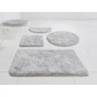 Grund Badematte "Melos, Badvorleger, Badezimmer Teppich, sehr weich" Gr. 1, grau, H:27mm, Kunstfaser, Badematten, Badematte, melierte Optik, sehr weicher Flor, Melange-Effekt, Made in Europe
