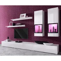 Otto Home Wohnwand "Baros", weiß (weiß, weiß hochglanz), B:270cm, Kastenmöbel-Sets, Wohnwand