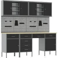 vidaXL Werkbank mit Speicher 10 pcs Schwarz Ingenieure Holz und Stahl
