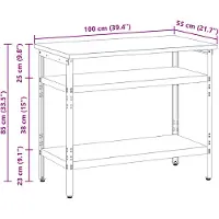 vidaXL Arbeitstisch mit Regal Grau und Beige 100 x 55 x 85 cm Stahl