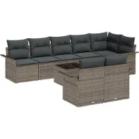 vidaXL Gartensofa-set 9 stk. Grau Poly-Rattan