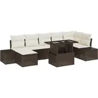 vidaXL Gartensofa-set 8 stk. Braun und Creme Poly-Rattan