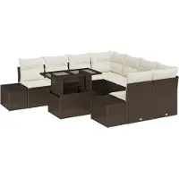 vidaXL Gartensofa-set 9 stk. Braun und Creme Poly-Rattan