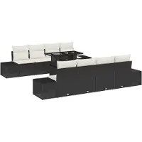 vidaXL Gartensofa-set 9 stk. Schwarz und Creme