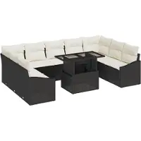 vidaXL Garten-Sofa-Set 10 stk. Schwarz und Creme