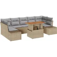 vidaXL Gartensofa-set 8 stk. Beige Poly-Rattan