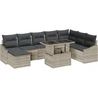 vidaXL Sofa Set 9 stk. Hellgrau Poly-Rattan