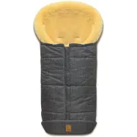 HEITMANN FELLE Fußsack "Eisbärchen - Lammfell Winterfußsack - Premium Qualität", Baby, grau, Polyester, Fußsäcke Fußsack, mit echtem Lammfell, für Kinderwagen & Buggy, 6 Gurtschlitze, waschbar