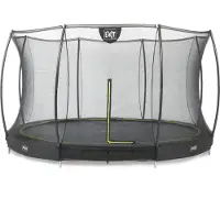 Exit Silhouette Bodentrampolin rund ø427 cm mit Sicherheitsnetz zum Eingraben im Garten, für Kinder, inklusive Bodenanker, schwarz