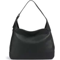 Lacoste Leder Schultertasche City Court Hobo Bag Noir schwarz