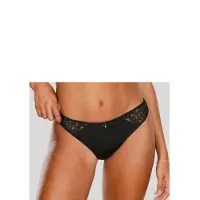 LASCANA Tanga "Flora", Damen, Gr. 44/46, schwarz, Spitze, Obermaterial: 89% Polyamid, 11% Elasthan, Unterhosen Tanga, hinten aus leicht transparenter Spitze
