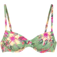 LASCANA Bügel-Bikini-Top "Malia", Damen, Gr. 42, Cup C, rosa (salbei, pink bedruckt), Microfaser, Microfaser, Polyamid, bedruckt, floral, Bikini-Oberteile Bügel-Bikini-Top, mit tropischem Print