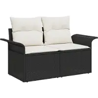 vidaXL Gartensofa-set 5 stk. Schwarz und Creme Poly-Rattan