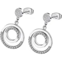 Lotus Paar Ohrstecker "Essentials", silber (edelstahlfarben, kristallweiß, kristallweiß), Ohrringe, Damen, 18mm, Edelstahl, Paar Ohrstecker, mit Glasstein