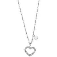 Lotus Herzkette "Essentials - Herz", silber (edelstahlfarben, kristallweiß), Halsketten, Damen, Edelstahl, L: 45, Herzkette, mit Glasstein
