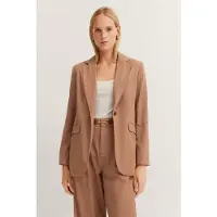 Bugatti Kurzblazer , Damen, Gr. 34, braun (50, beige), 70% Polyester, 25% Viskose, 5% Elasthan, unifarben, normal, gerader Abschluss, Blazer Kurzblazer, aus elastischem Viskosemix